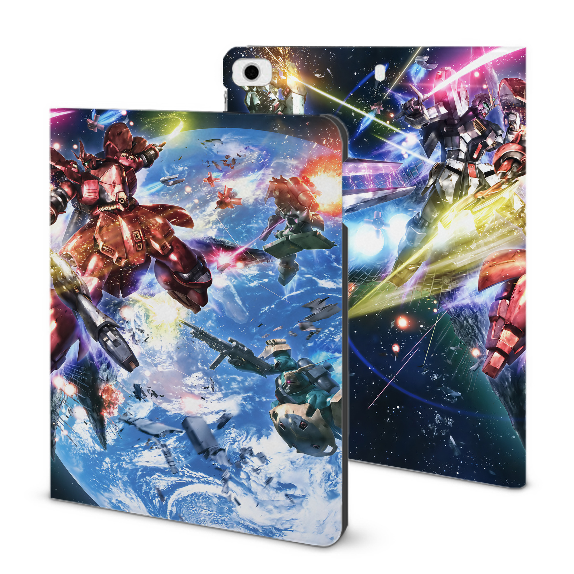 （画像用） 機動戦士ガンダム Mobile Suit Gundam IPad ケース ブック型 PUレザー TPU 耐衝撃 軽量 薄型 ペン収納なし 全面保護 IPad 各モデル対応